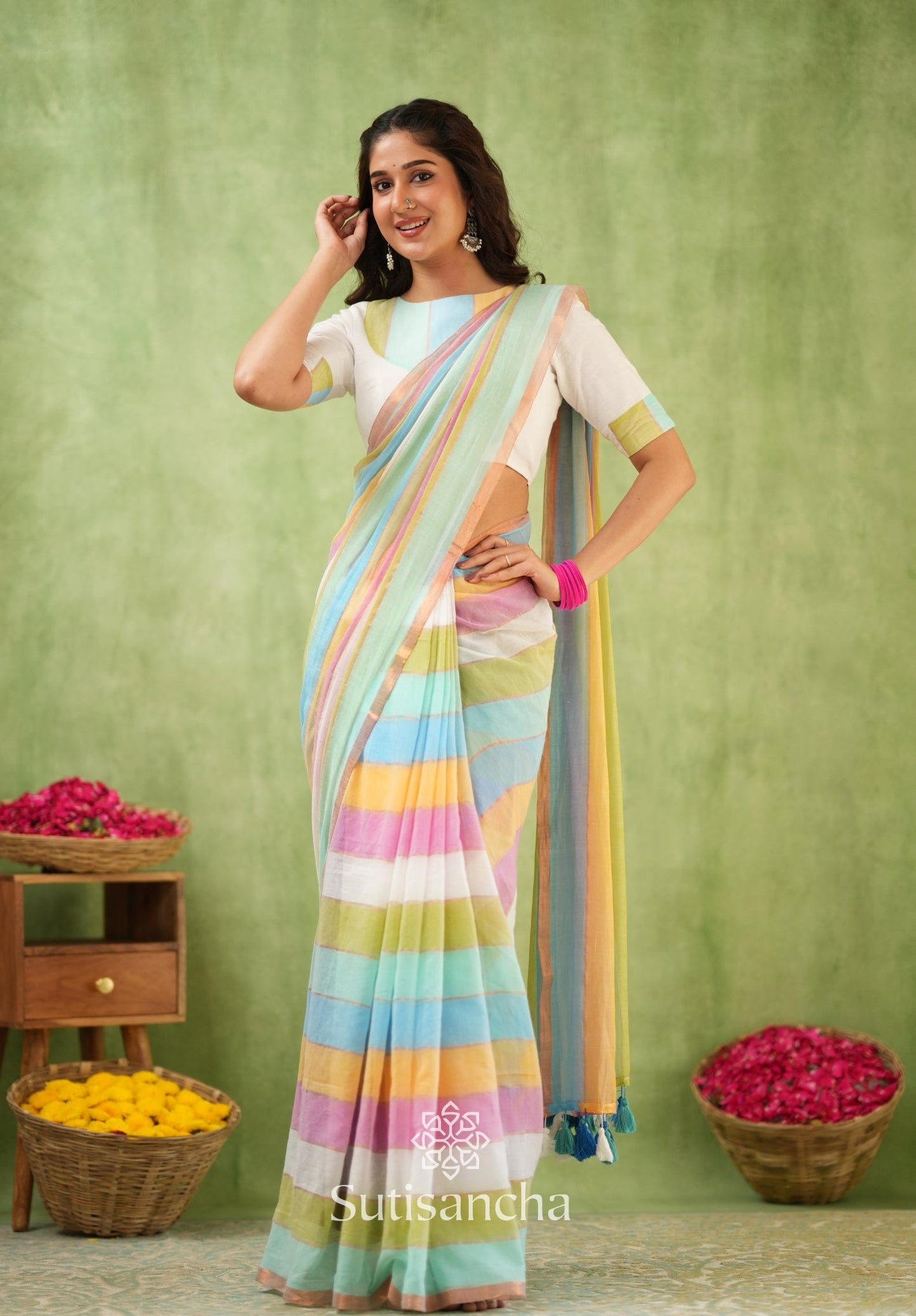 Dhiyona SS Threads of Joy – Multicolor Mul Cotton Magic