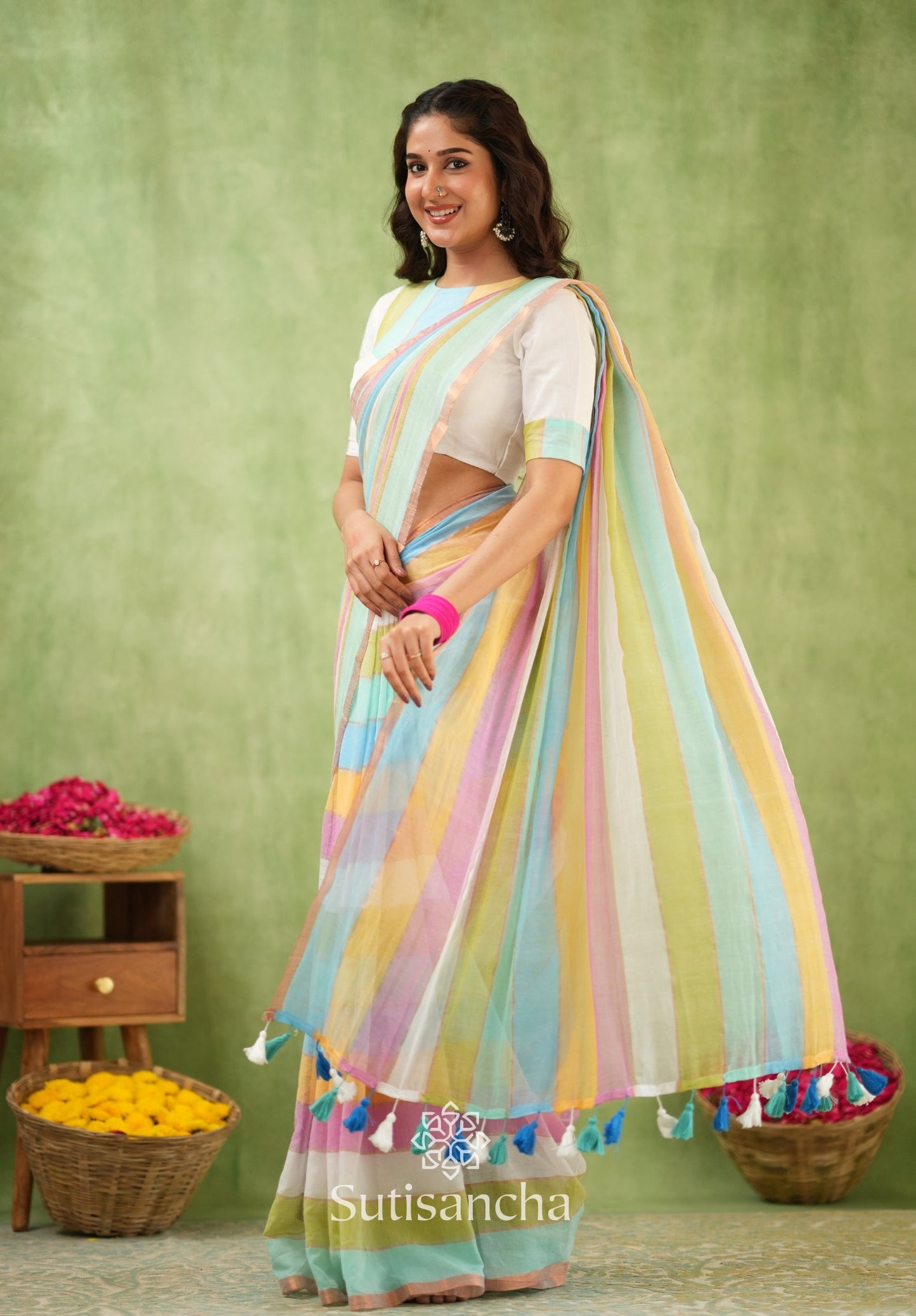Dhiyona SS Threads of Joy – Multicolor Mul Cotton Magic