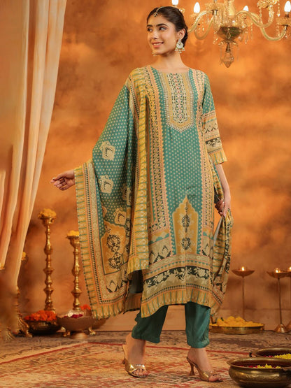 Dhiyona RR Women's Ethnic Motifs Printed Kurta With Trousers & Dupatta