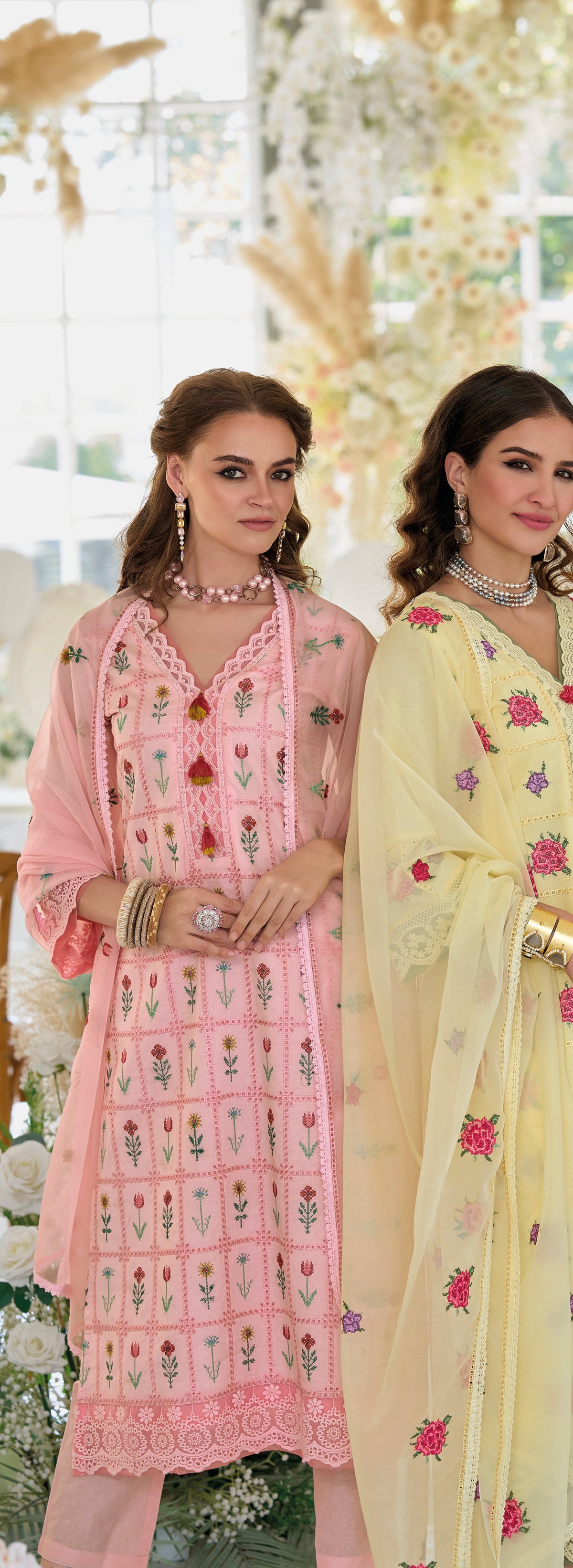 Sargam Lime Embroidery Cotton Suit Set