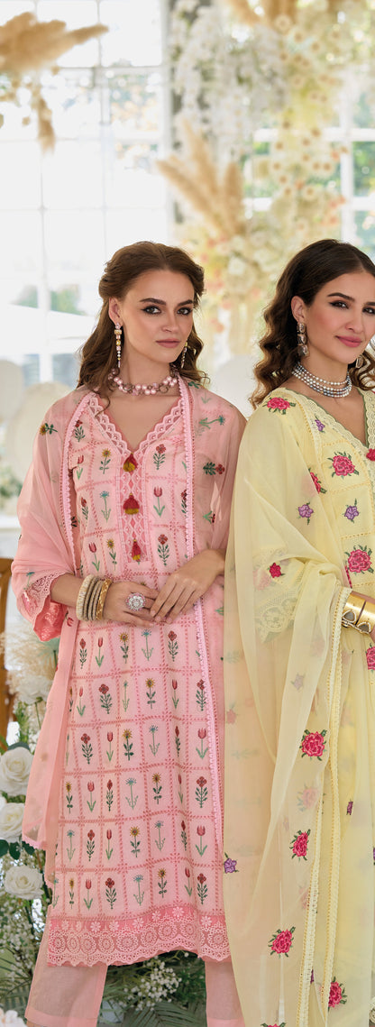 Sargam Lime Embroidery Cotton Suit Set