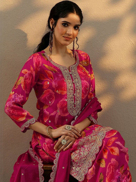 Dhiyona LL Women Floral Printed Regular Kurta with Palazzos & Dupatta