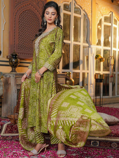 Dhiyona KL Women Ethnic Motifs Embroidered Regular Thread Work Kurta Set With Dupatta