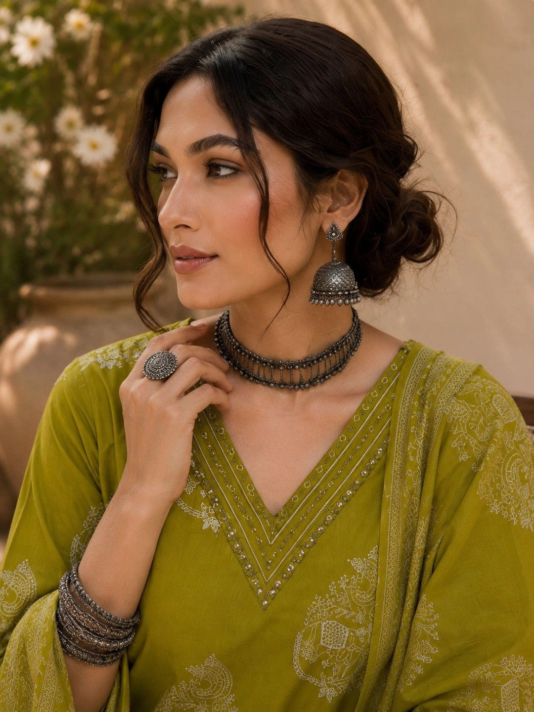 Women Ethnic Motifs Printed Regular Pure Cotton Kurta with Palazzos & With Dupatta