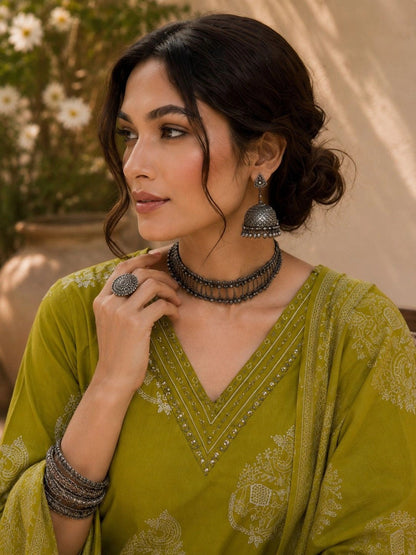 Women Ethnic Motifs Printed Regular Pure Cotton Kurta with Palazzos & With Dupatta
