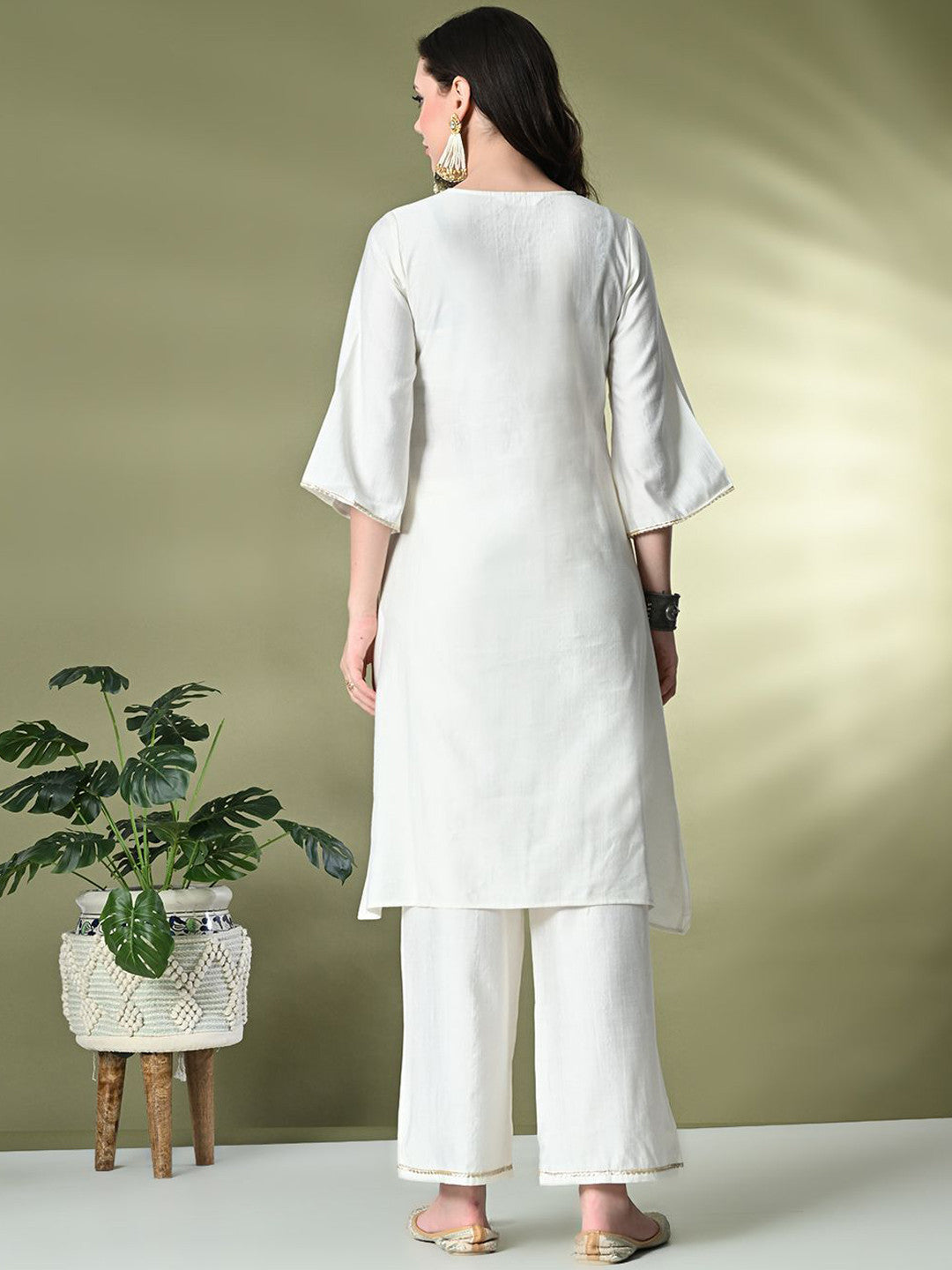 Embroidered Regular Gotta Patti Kurta with Palazzos