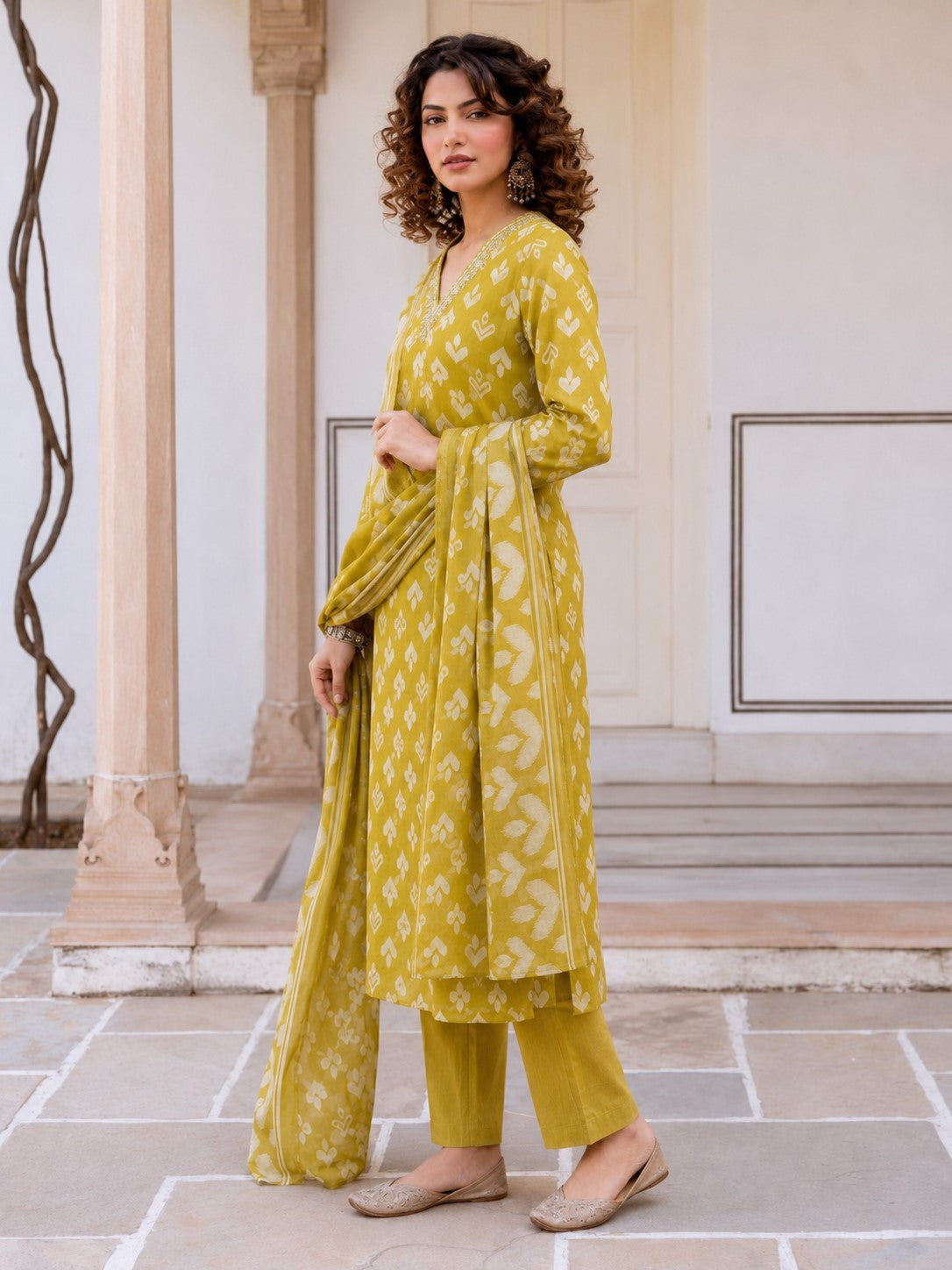 Myra Slime Printed Work Suit Set