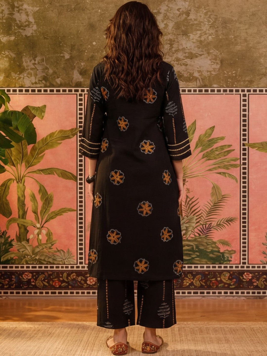 Embroidered Pure Cotton Round Neck Kurta & Trousers