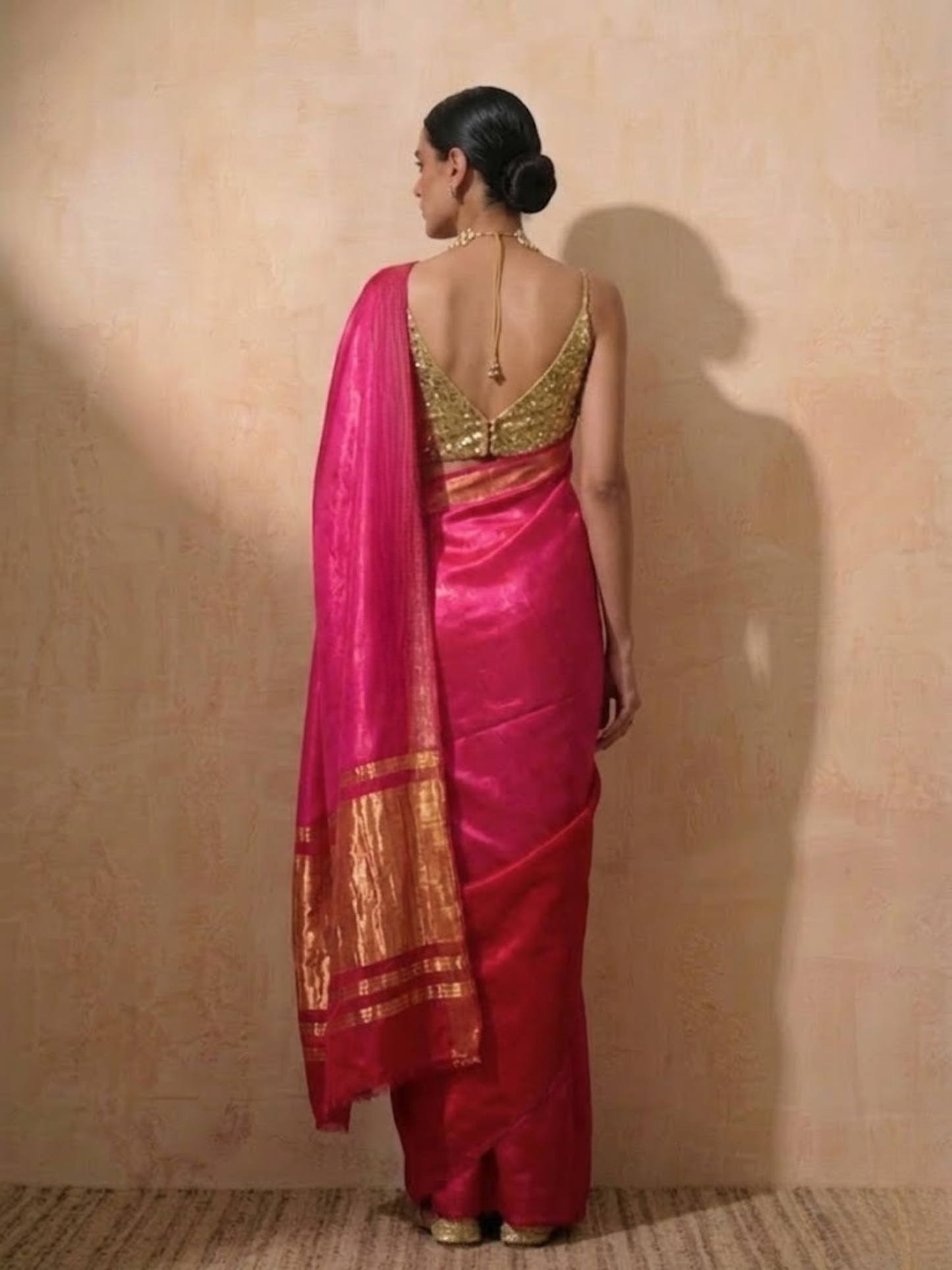 Dhiyona ST Gajji Silk Red Pink Ombre Saree with Self Blouse Fabric
