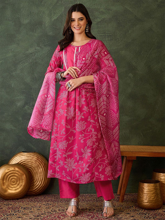 Dhiyona KL Women Embroidered A-Line Kurta Set