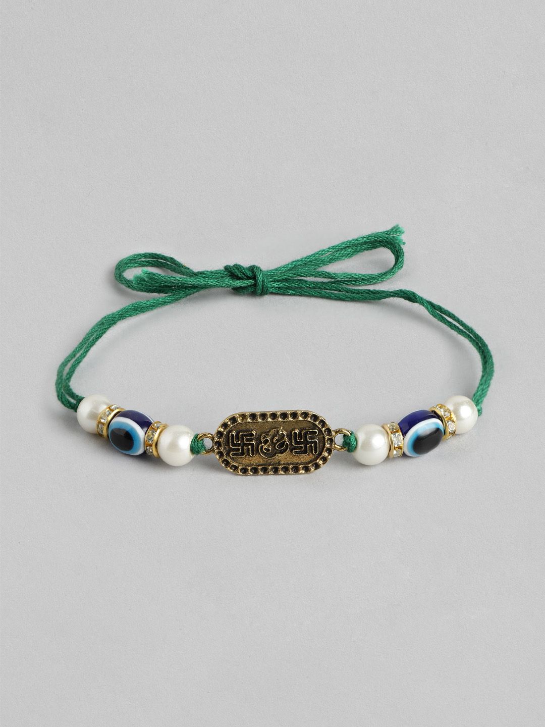 Dhiyona Unisex Set of 2 Beaded Bhai Bhabhi Rakhis With Roli & Chawal