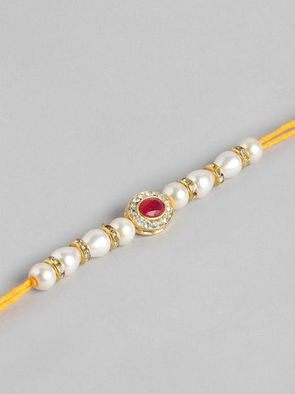 Dhiyona Unisex Set of 2 Beaded Bhai Bhabhi Rakhis With Roli & Chawal