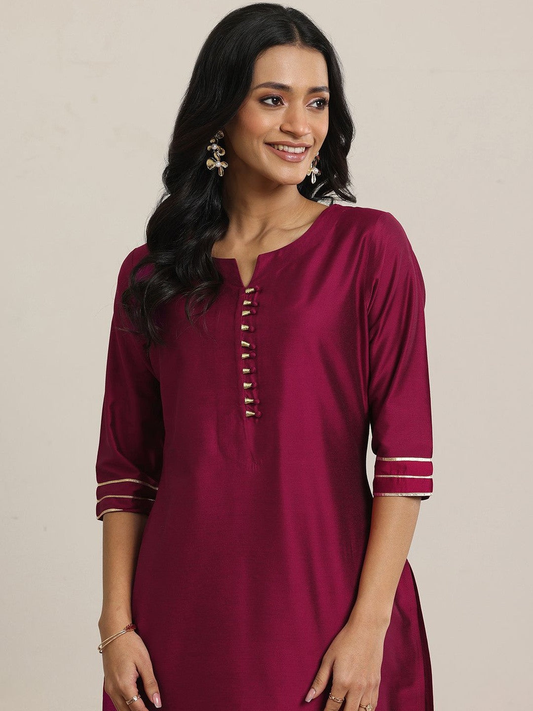 Women Round Neck Regular Straight Kurta with Trousers & Dupatta