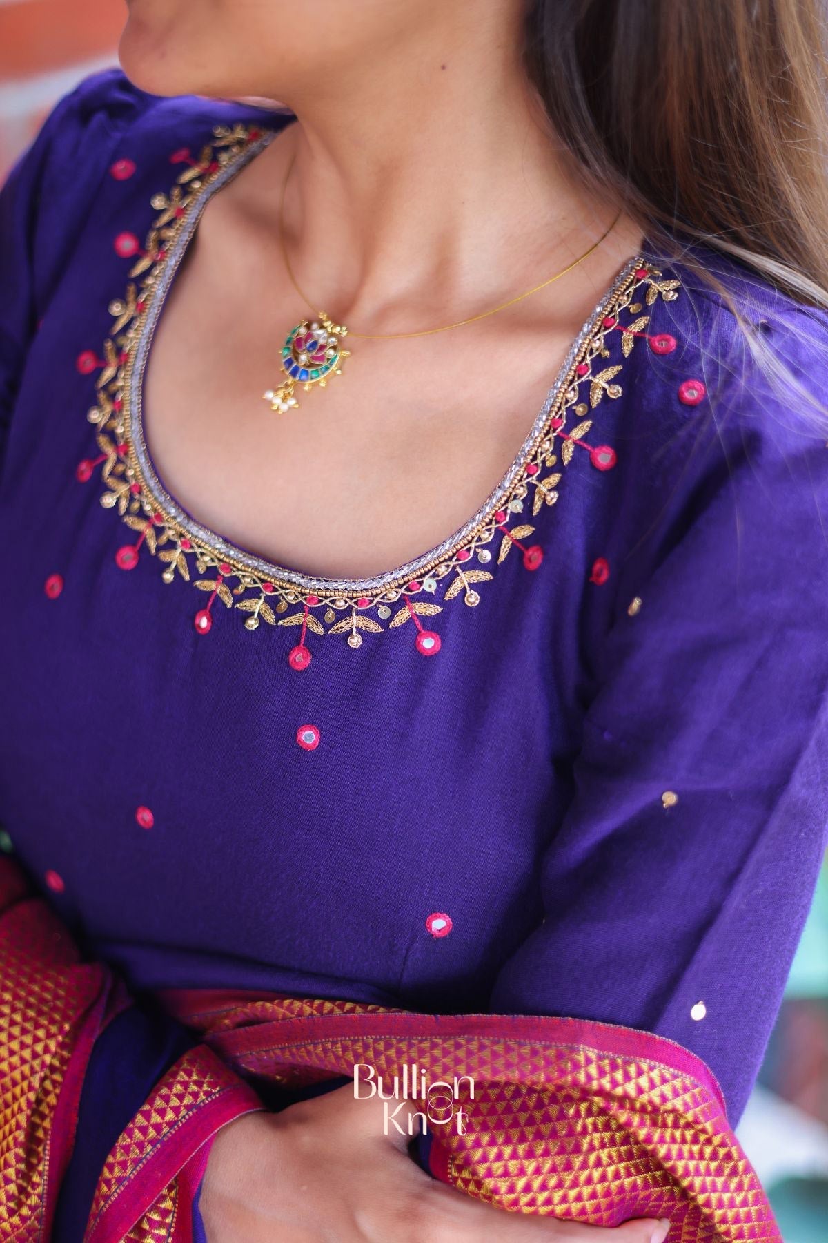 Dhiyona BN Meghna Purple Cotton embroidery Anarkali Suit Set