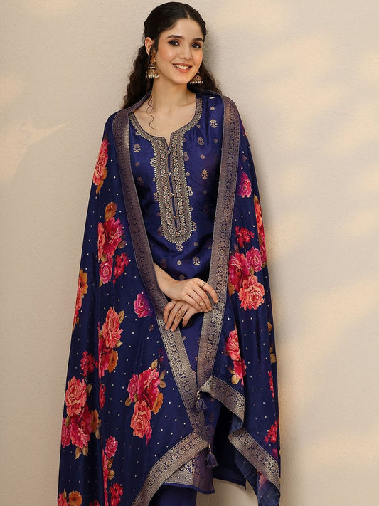 Women Floral Printed Kurta with Trouser & Dupatta