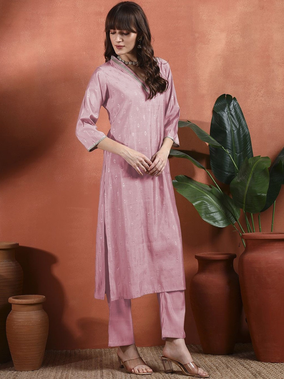 Women Ethnic Motifs Printed Regular Thread Work Kurta with Trousers