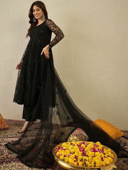 Dhiyona IN Women Ethnic Motifs Embroidered Anarkali Kurta with Palazzos & Dupatta
