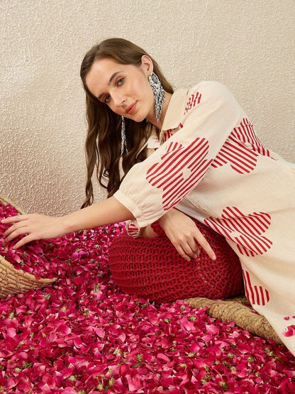 Dhiyona IE Printed Shirt Collar Pure Cotton Top & Trouser
