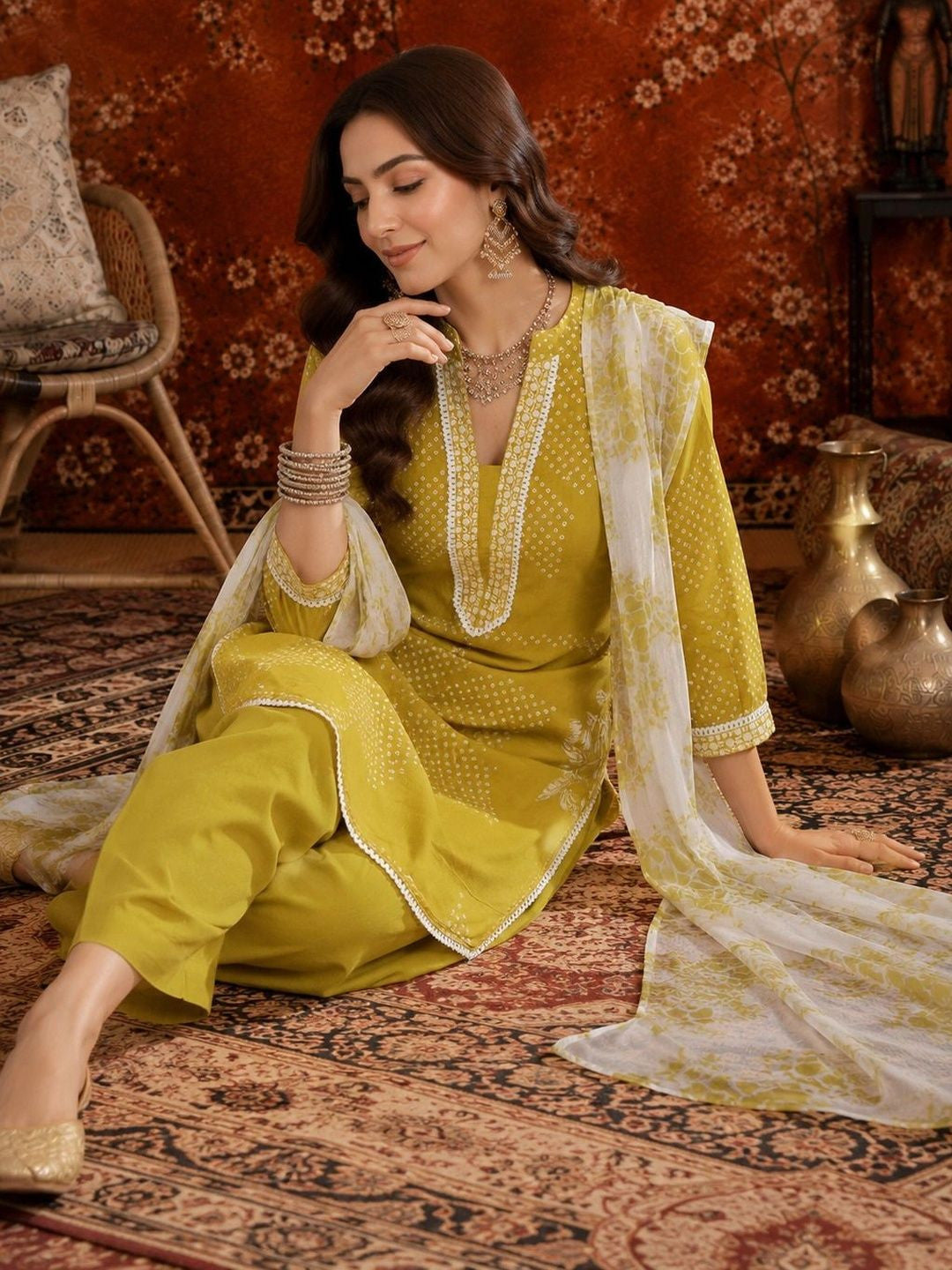 Women Cotton Printed Straight Farshi Salwar Suit Set