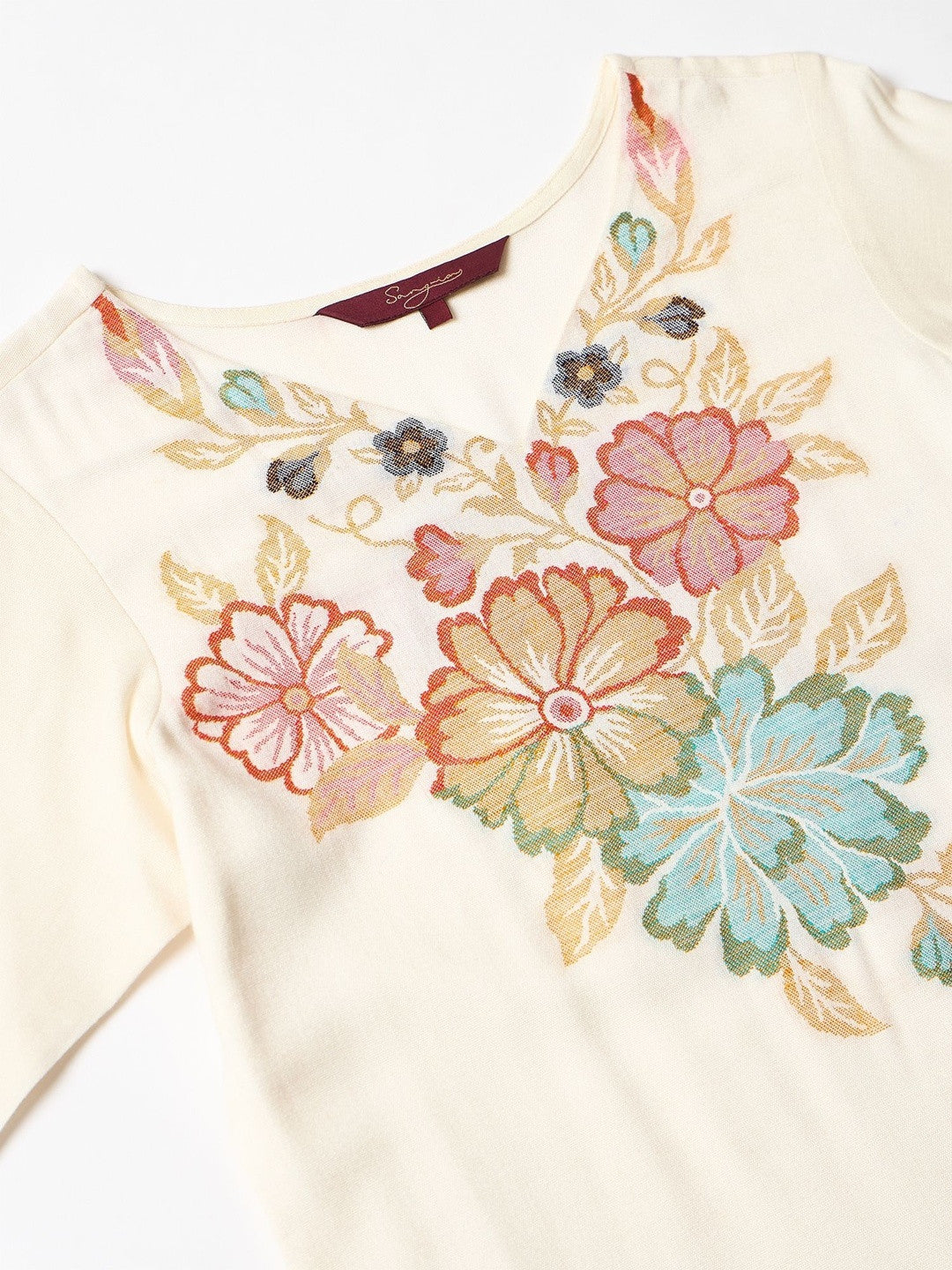 Winter Floral Self Design Kurta With Trousers
