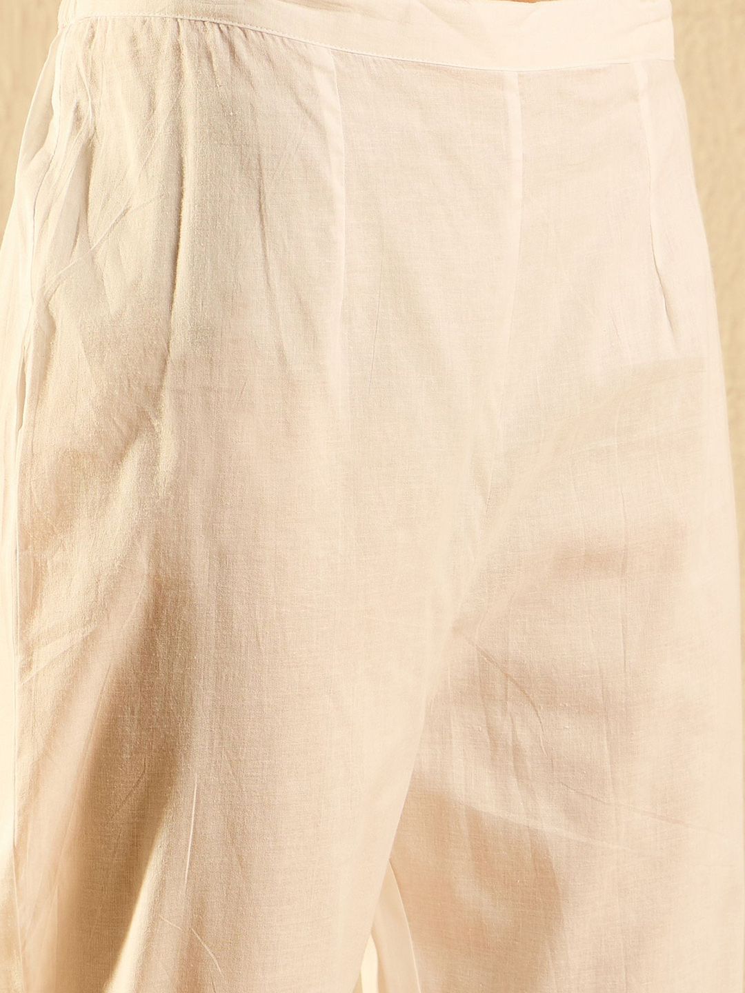 Dhiyona IE White Floral Embroidered Notch Neck Organza Kurta with Trousers & Dupatta