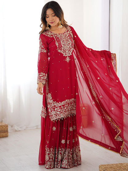 Dhiyona KL Women Ethnic Motifs Printed Kurta with Sharara & Dupatta