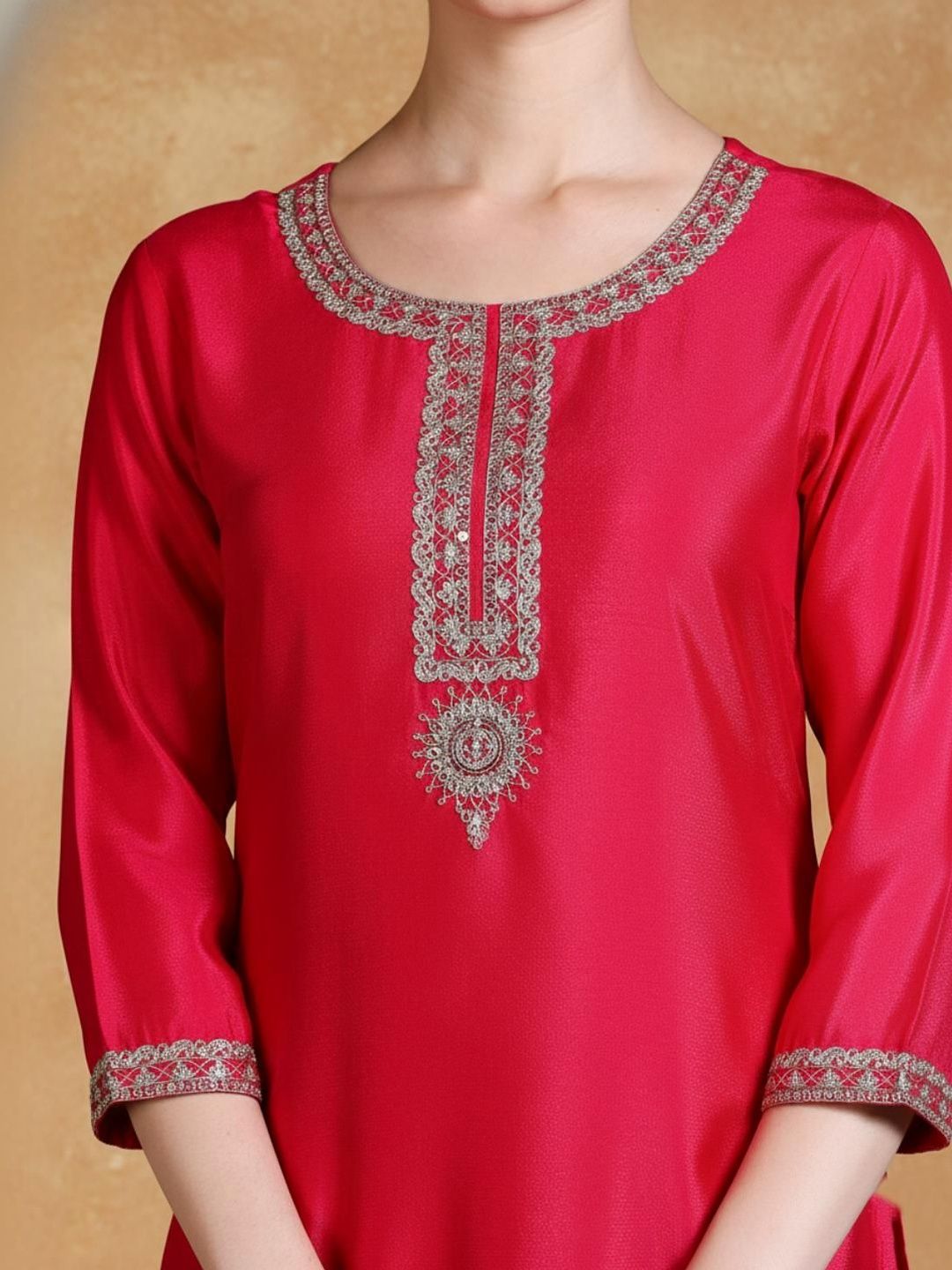 Dhiyona KL Women Ethnic Motifs Embroidered Regular Thread Work Kurta with Sharara & With Dupatta