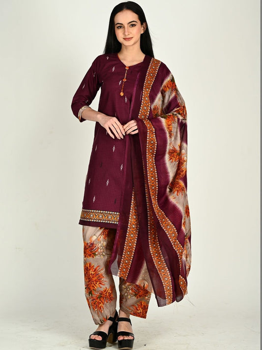 Dhiyona KL Women Ethnic Motifs Printed Regular Kurta with Patiala & With Dupatta