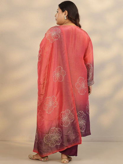 Dhiyona Women's Plus Size Floral Printed Kurta with Trousers & Dupatta