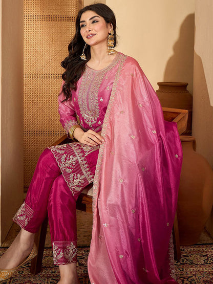 Women Floral Embroidered Kurta with Pyjamas & Dupatta