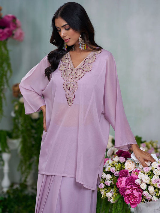 Dhiyona CH Women Embroidered A-line Kurta with Blouse and Skirt