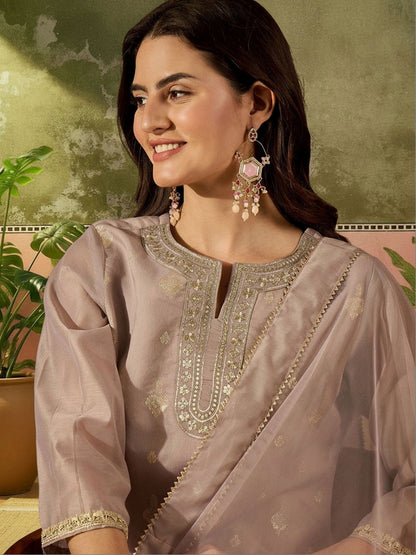 Embroidered Round Neck Kurta Sets