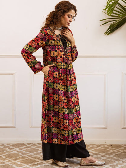 Printed Keyhole Neck Kurta & Palazzos Kurta Sets