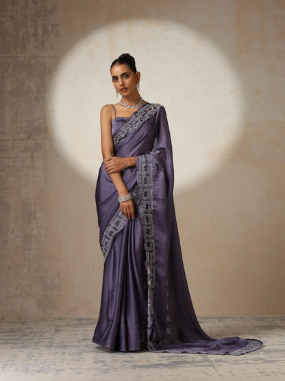 Dhiyona ST Lilac Butter Chiffon with Silver Embroidery and Blouse Fabric