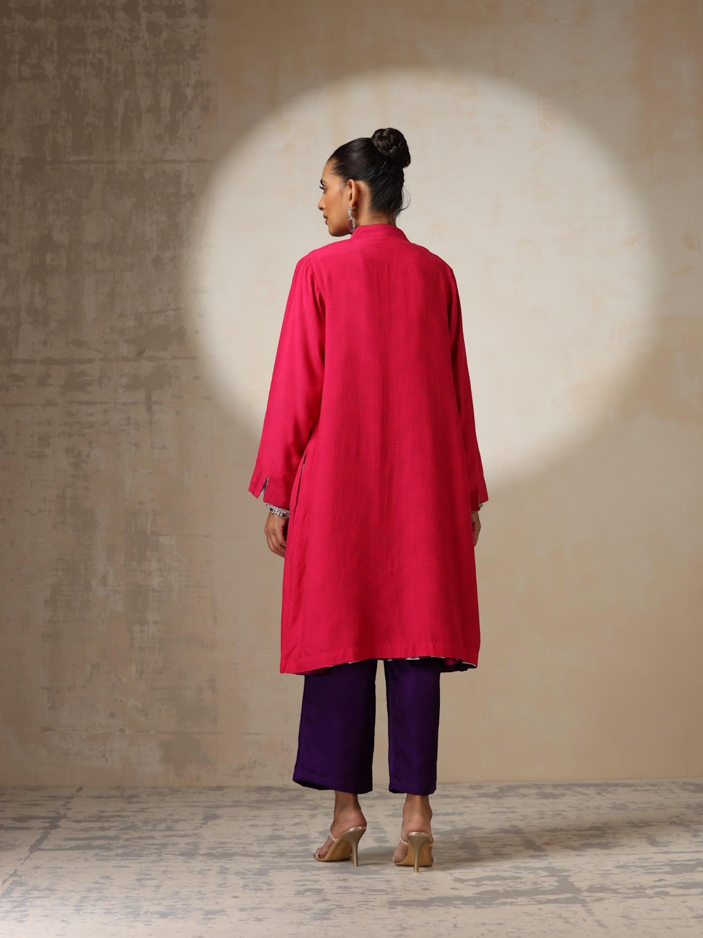 Dhiyona ST Fuchsia Jacket with Surprise Chevron Satin Lining
