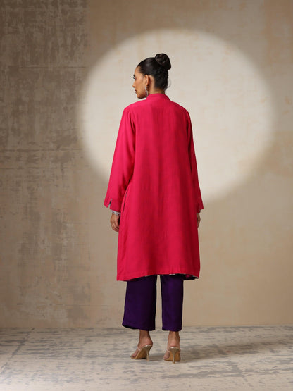 Dhiyona ST Fuchsia Jacket with Surprise Chevron Satin Lining