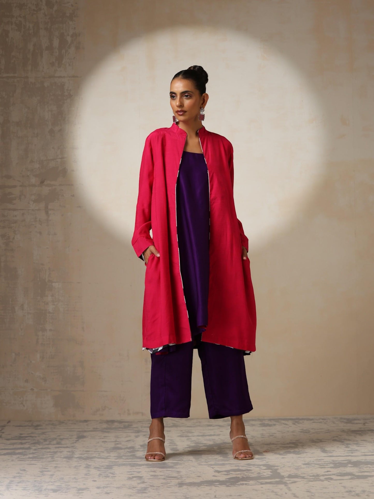 Dhiyona ST Fuchsia Jacket with Surprise Chevron Satin Lining