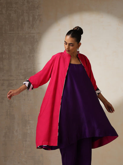 Dhiyona ST Fuchsia Jacket with Surprise Chevron Satin Lining