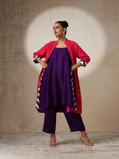 Dhiyona ST Fuchsia Jacket with Surprise Chevron Satin Lining