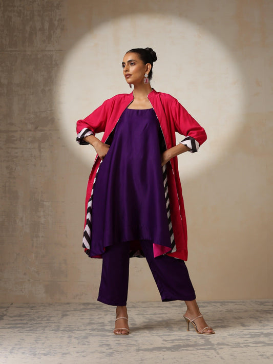 Dhiyona ST Fuchsia Jacket with Surprise Chevron Satin Lining
