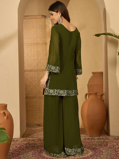 Foil Printed Straight Kurta With Palazzos