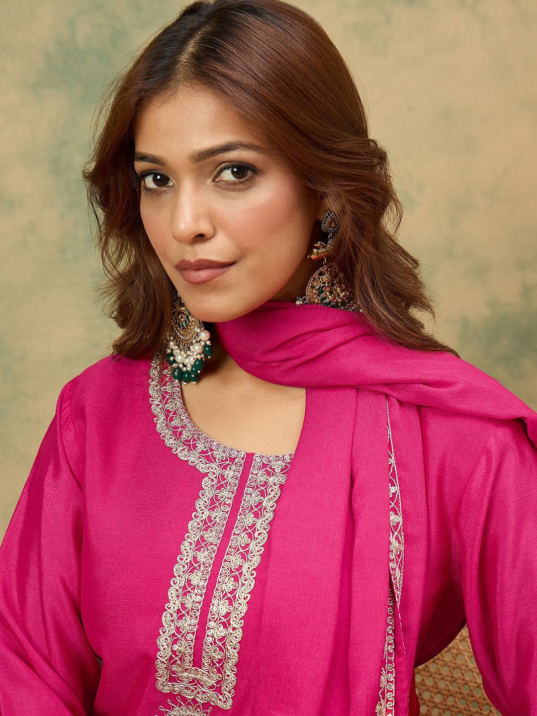 Dhiyona VA Women Ethnic Motifs Yoke Design Regular Kurta With Sharara & Dupatta