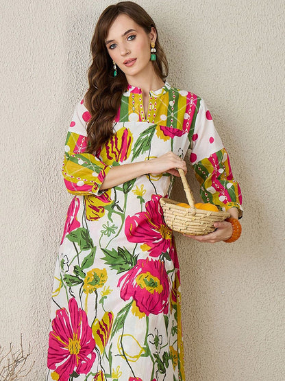 Dhiyona IE Printed Pure Cotton Tunic With Trouser