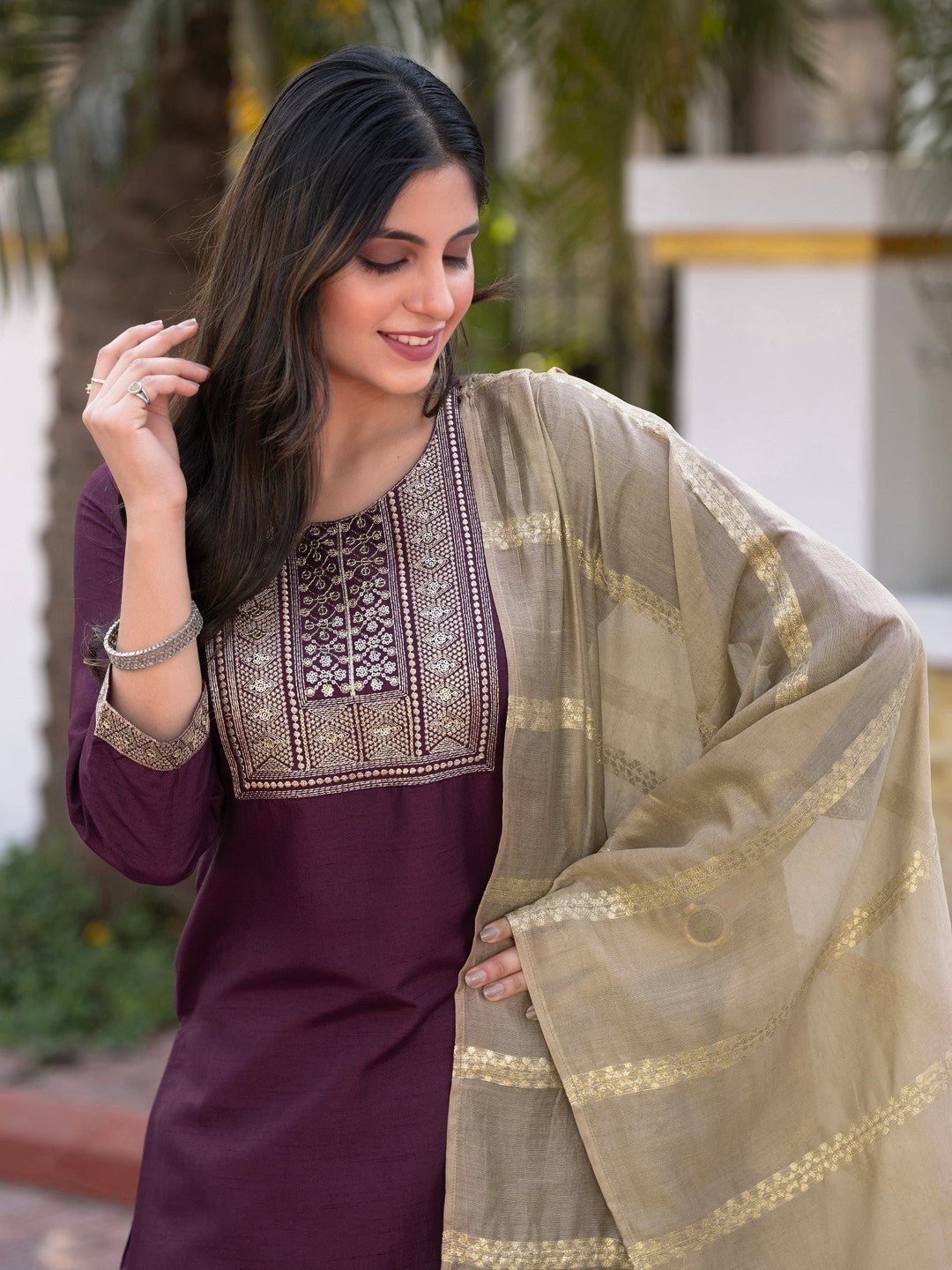 Naomi Wine Work Suit Set