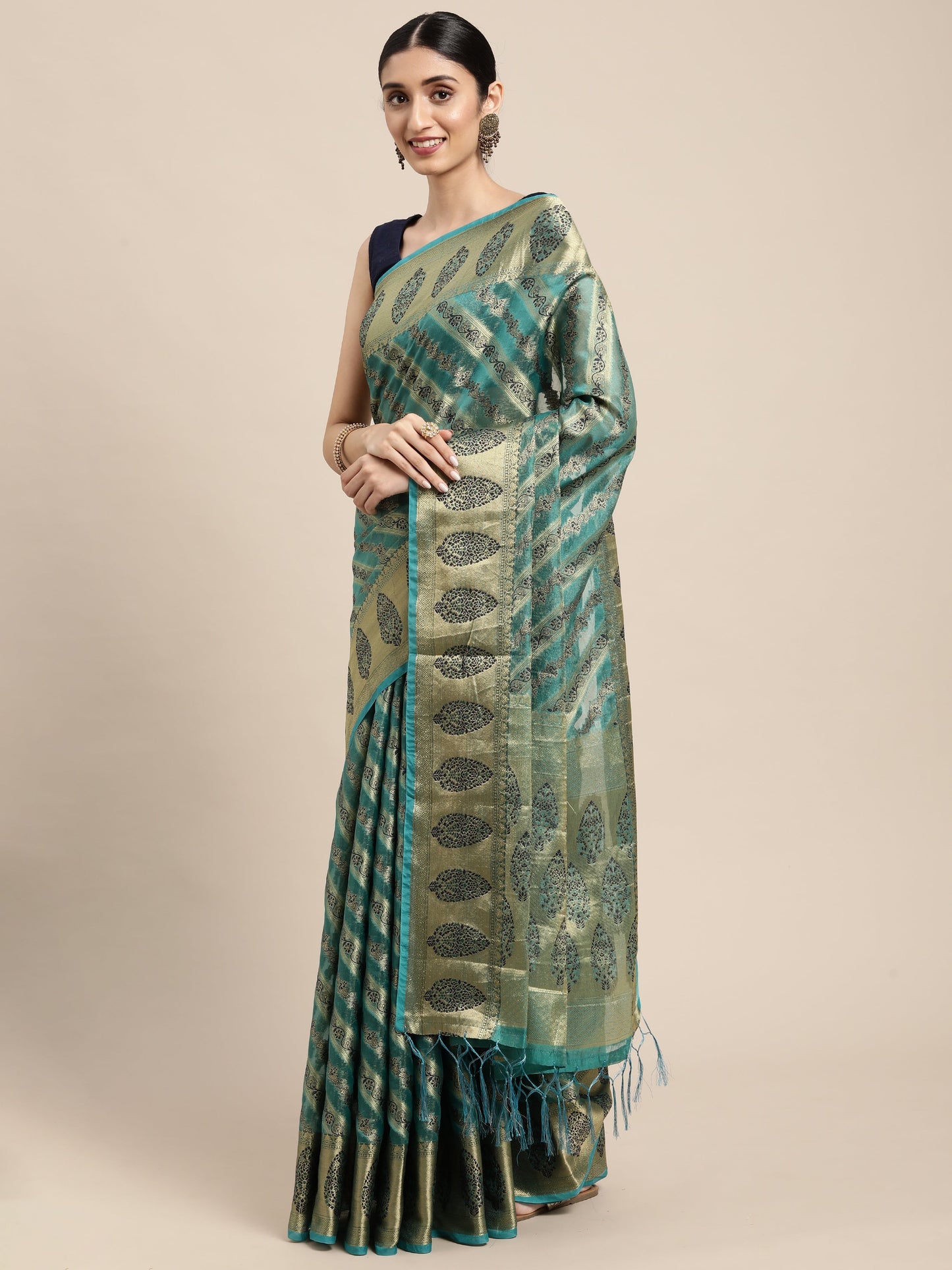 Dhiyona GR Women's Natasha Tiffany Blue Organza Saree