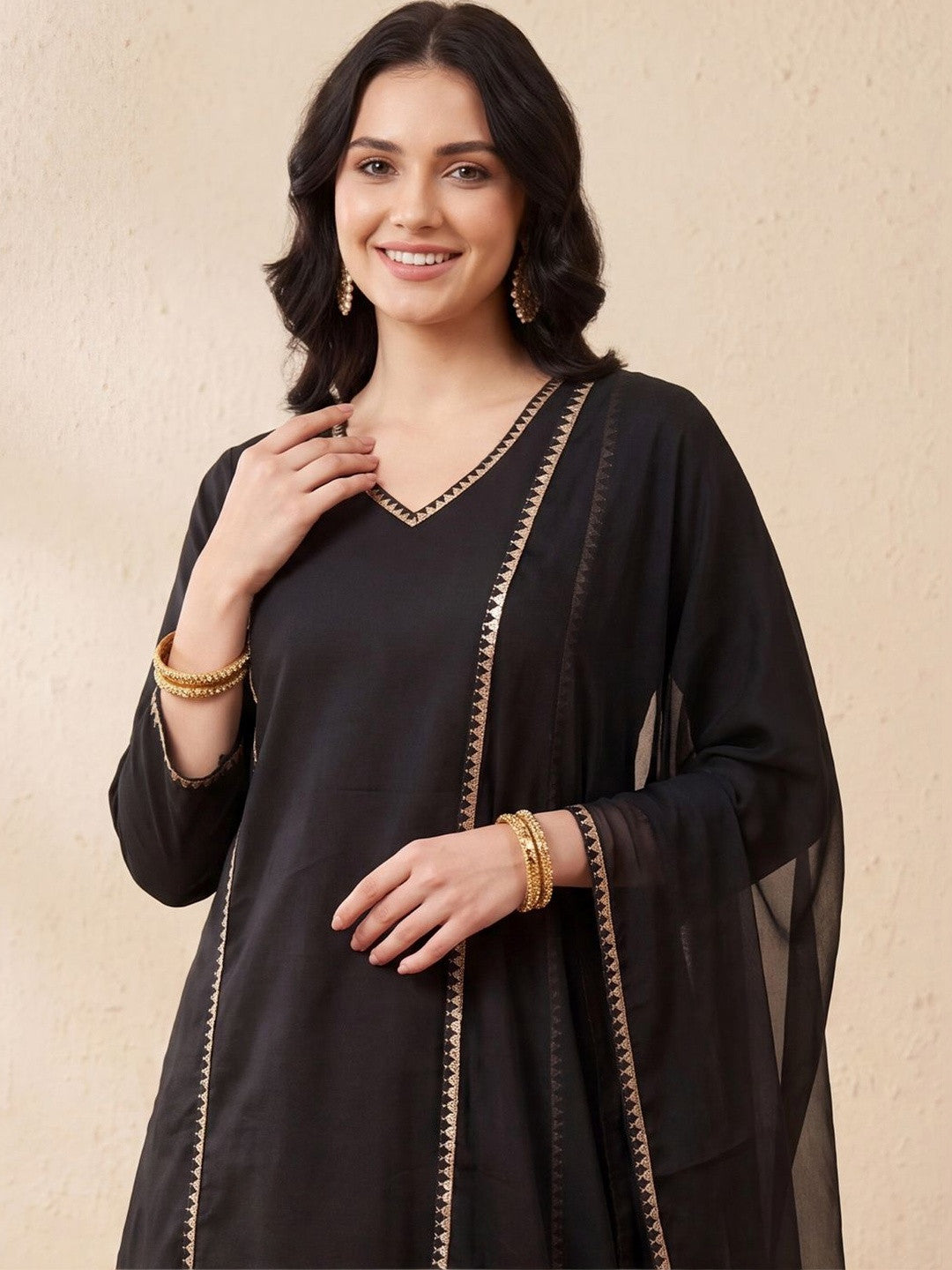 Women Regular Cotton Kurta with Trousers & With Dupatta