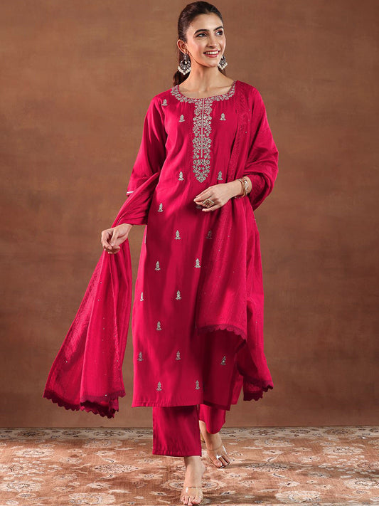 Women Ethnic Motifs Self Design Kurta with Trousers & Dupatta
