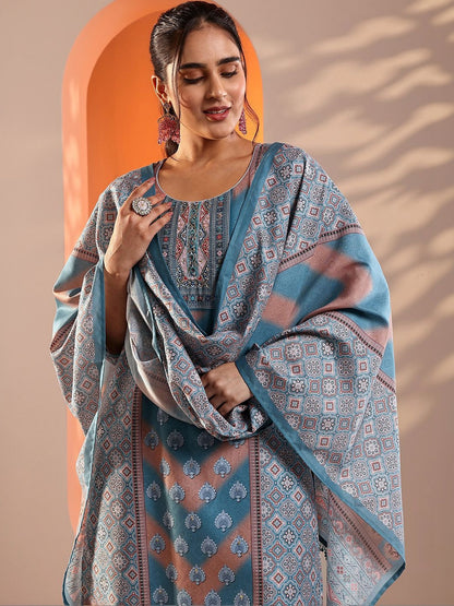 Women Ethnic Motifs Printed Regular Kurta with Trousers & With Dupatta
