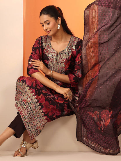 Women Floral Printed Kurta with Trouser & Dupatta