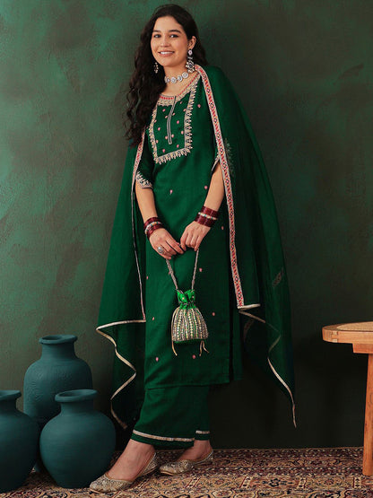 Embroidered Kurta Set With Dupatta